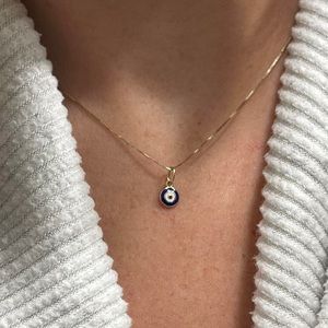 14k gold evil eye necklace